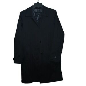 Braetan Black Trench Coat Women Medium Button Front Mid-Length Jacket